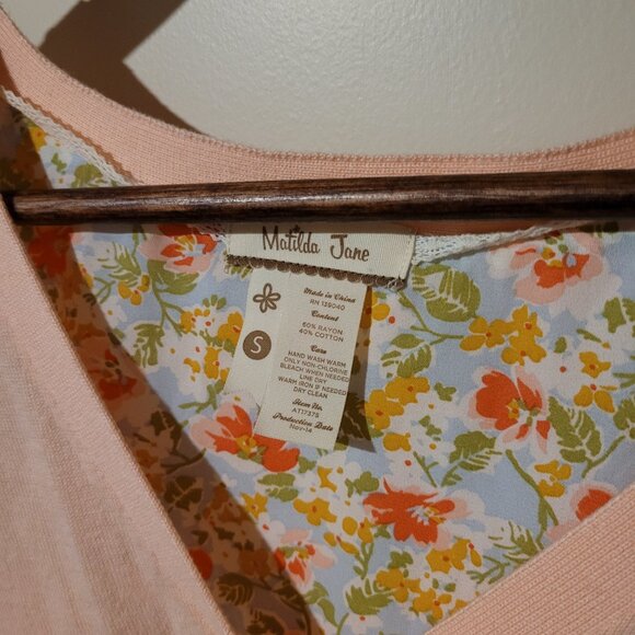 Matilda Jane Made Me Blush Light Pink/Peach Sheer Back Cardigan SZ S - Picture 2 of 3